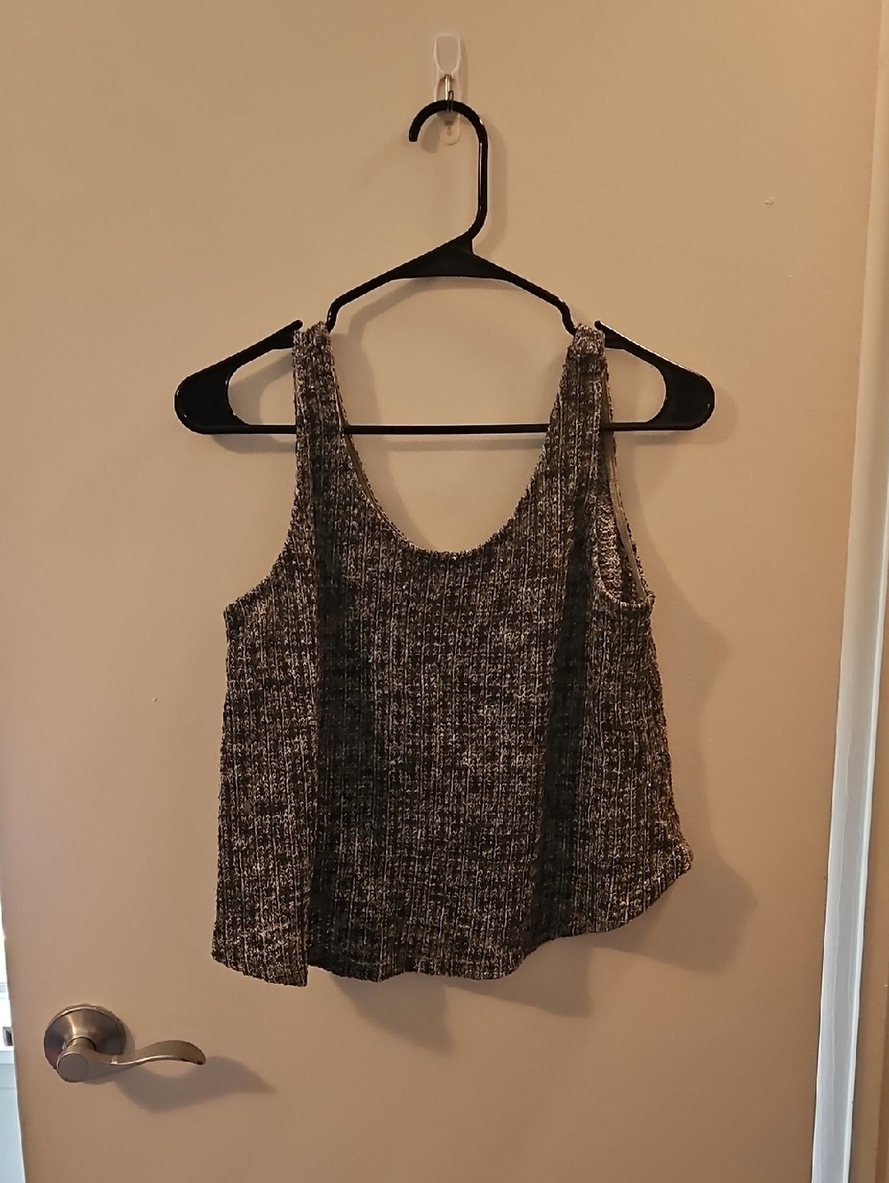 Marled Black & White Knit Tank Top